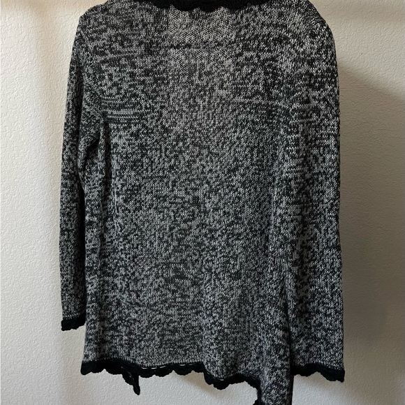 Baby Alpaca Belted Peru Cardigan Sweater Black White Size S - Picture 3 of 10